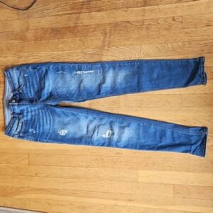 WHBM The Skinny mid rise distressed jeans 0